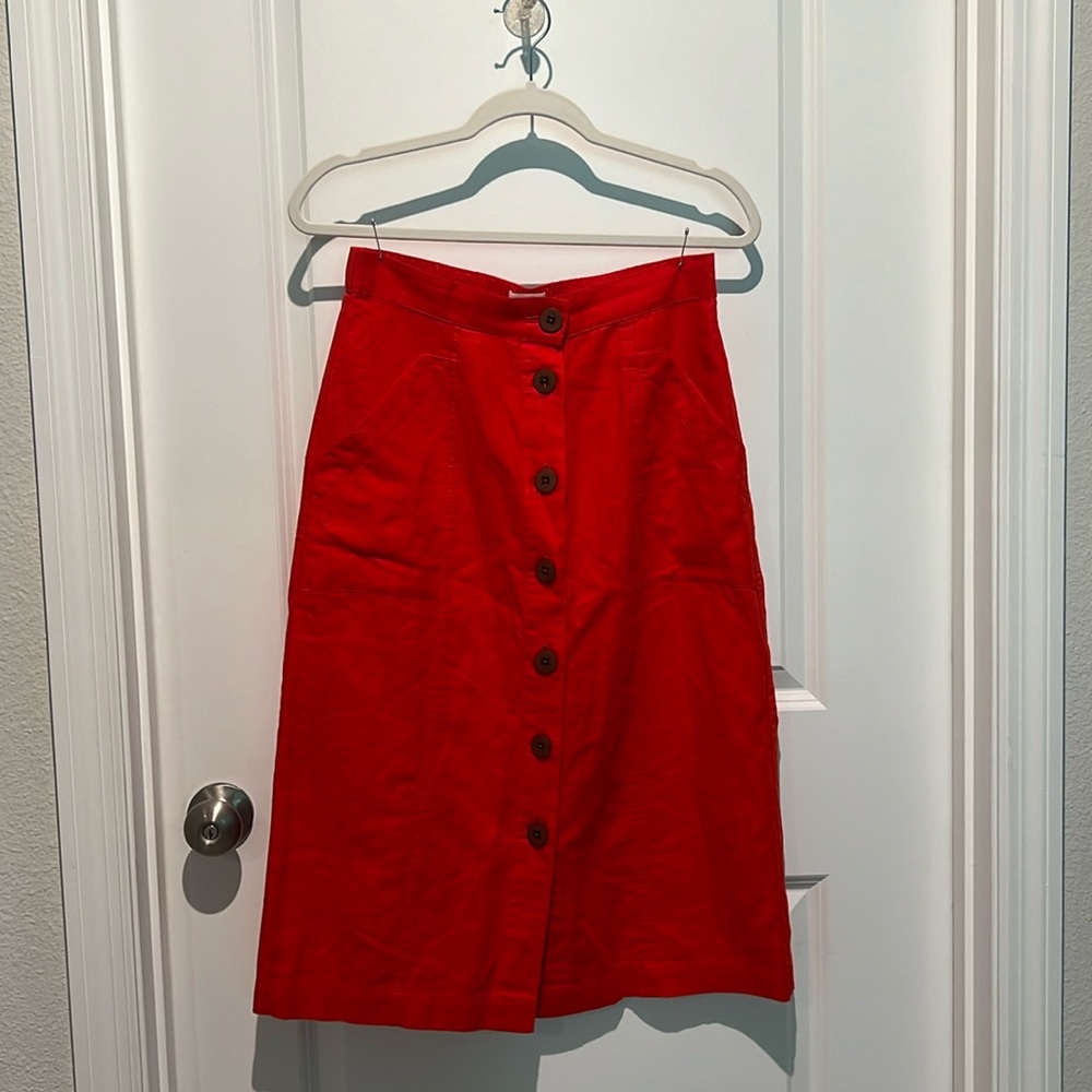 Universal Thread Linen Red Skirt Size 6, Midi